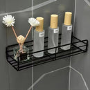 Two tier black metal corner storage shelves bathroom shower caddy by Decorbites