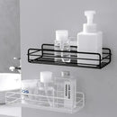 Two tier black metal corner storage shelves bathroom shower caddy by Decorbites