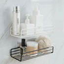 Two tier black metal corner storage shelves bathroom shower caddy by Decorbites