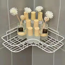 Two tier black metal corner storage shelves bathroom shower caddy by Decorbites