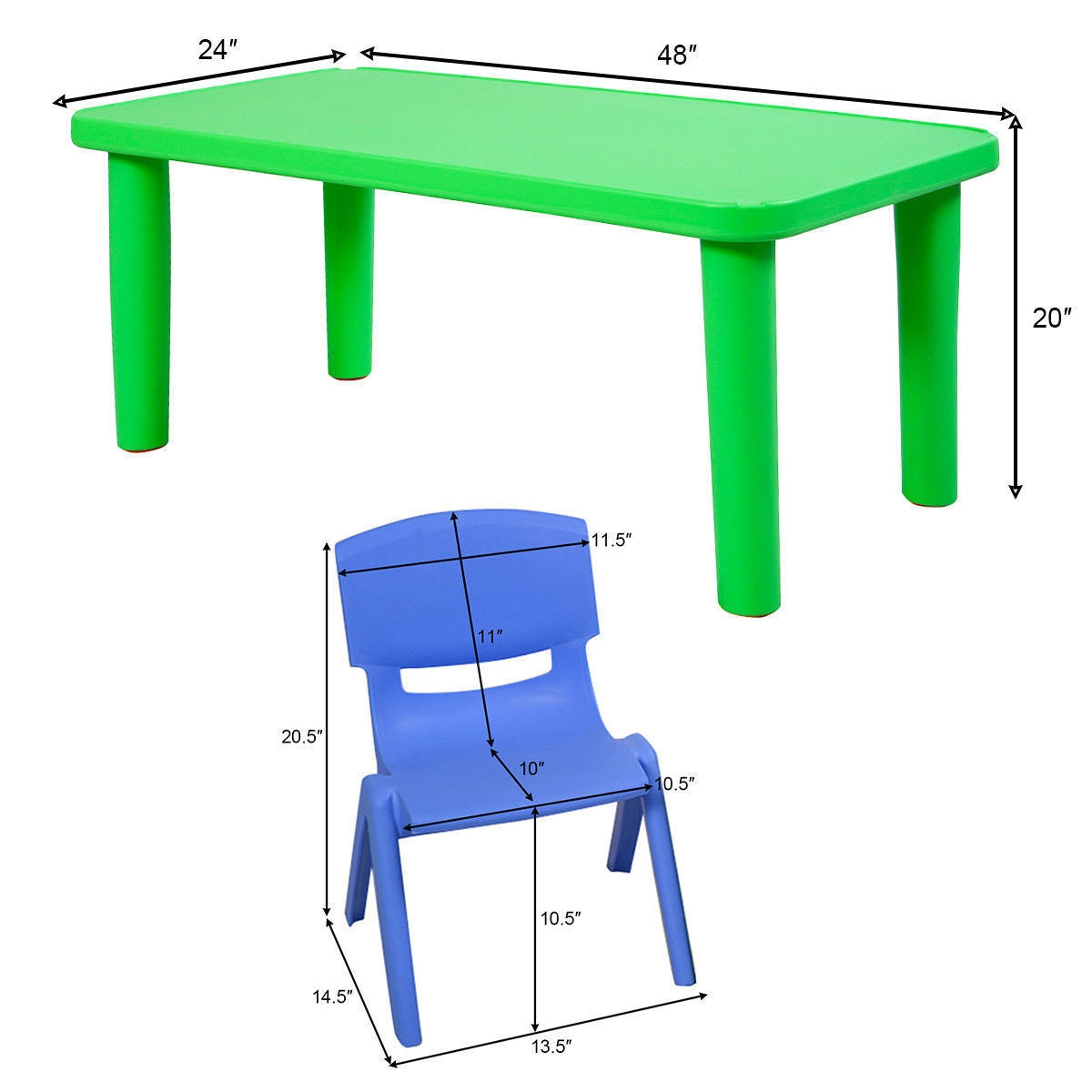 Kids Colorful Plastic Table and 4 Chairs Set, photo 5 of 8