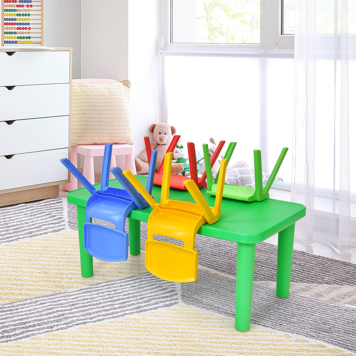 Kids Colorful Plastic Table and 4 Chairs Set, photo 7 of 8