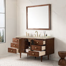 James Martin Amberly 60" Dual Mount Single Bathroom Vanity, Mid-Century Walnut
