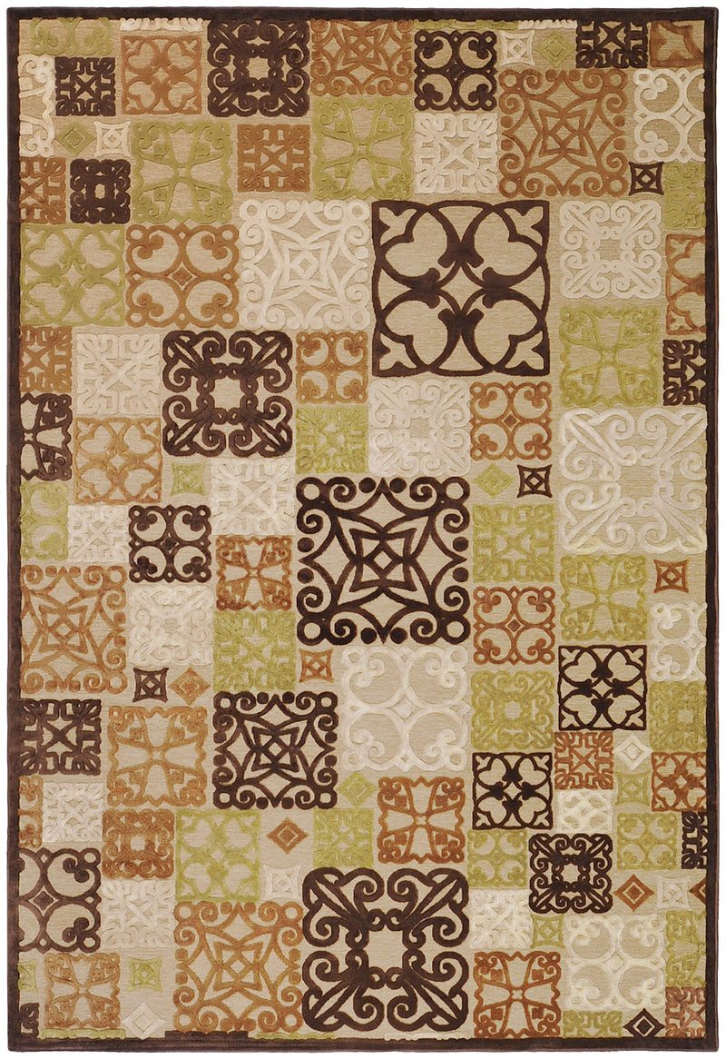 Woodbine Modern Orange/Beige/Olive Area Rug