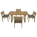 Acacia Wood Outdoor Dining Table Set With Cushioned Chairs