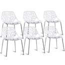 Set of 6 Accent Armless Modern Dining Chairs with Plastic Feet Pads