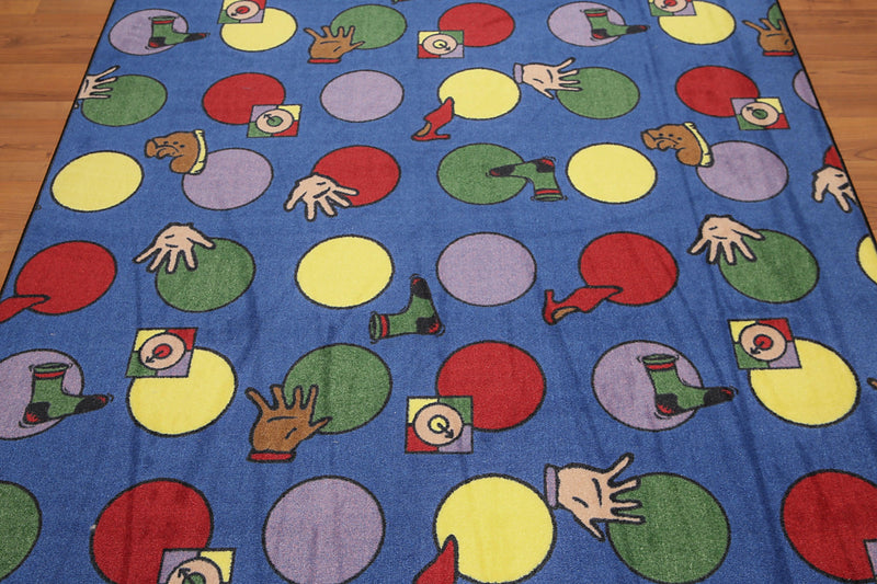 5'6" x 8' Modern Playful Novelty Design Nylon Full Pile Area Rug Blue