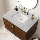 James Martin Amberly 36" Dual Mount Single Bathroom Vanity, Mid-Century Walnut