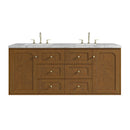 James Martin Laurent 60" Dual Mount Double Bathroom Vanity, Honey Oak
