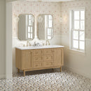 James Martin Laurent 60" Dual Mount Double Bathroom Vanity, Light Natural Oak