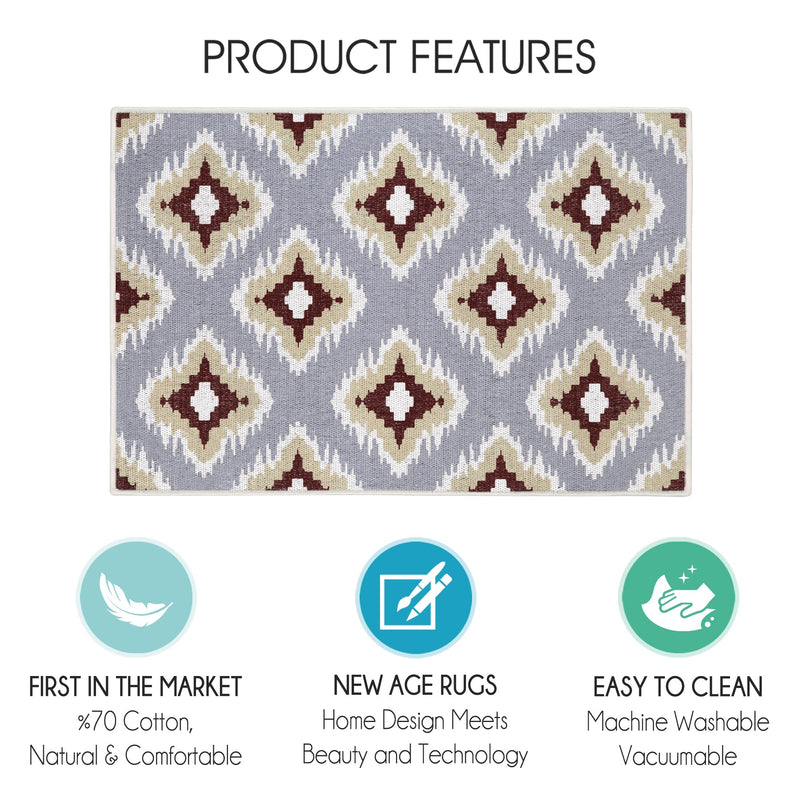 Sussexhome Tetra Multi Collection 2 x 3 Foot Heavy Duty Low Pile  Landing Rug Runner