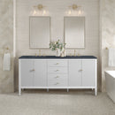 James Martin Myrrin 72" Double Bathroom Vanity, Bright White