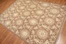 6' x 9' Hand Knotted Damask Wool & Bamboo Silk Area rug Brown