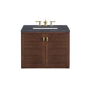 James Martin Amberly 30" Dual Mount Single Bathroom Vanity, Mid-Century Walnut