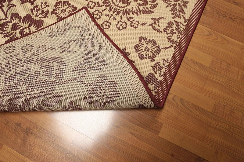 5'x7' Burgundy, Beige, Multi Color Turkish Dhurry Rug