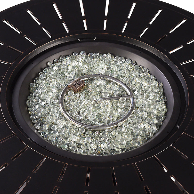 Aluminum 44-in Round Patio Fire Table Set with Swivel Rocking Chairs