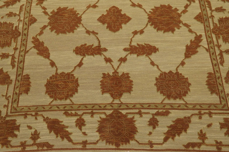 6' x 9' Hand Knotted Wool & Silk High Low Pile Area Rug Beige