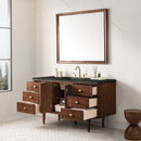 James Martin Amberly 60" Dual Mount Single Bathroom Vanity, Mid-Century Walnut