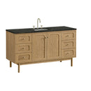 James Martin Laurent 60" Dual Mount Single Bathroom Vanity, Light Natural Oak