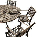 Outdoor Aluminum 7pc Round Patio Dining Set, Lazy Susan, Six Chairs