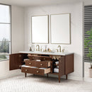 James Martin Amberly 72" Dual Mount Double Bathroom Vanity, Mid-Century Walnut