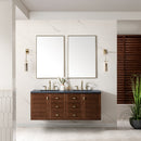 James Martin Amberly 60" Dual Mount Double Bathroom Vanity, Mid-Century Walnut