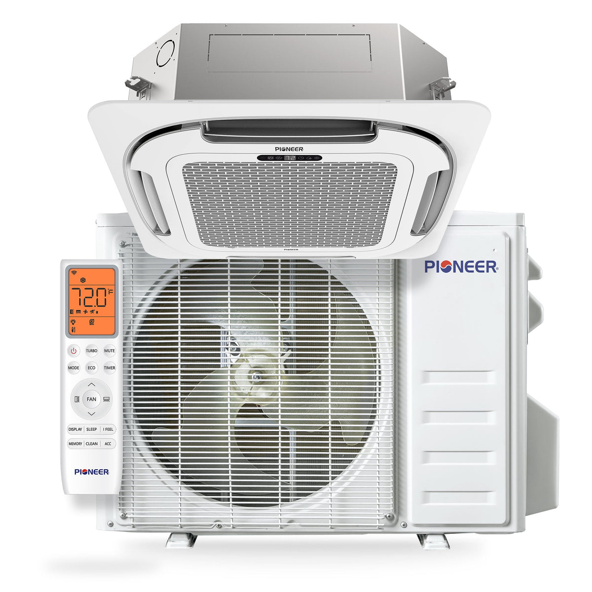 Pioneer® Quantum Ultra™ 16,000 BTU 20.5 SEER2 230V 8-Way Ceiling Cassette Ductless Mini-Split Air Conditioner Inverter Heat Pump Full Set, photo 5 of 9
