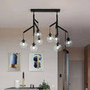 GobekUsa Ultra-Modern Clear Glass Island Pendant with 8 Lights - Hanging Ceiling Fixture