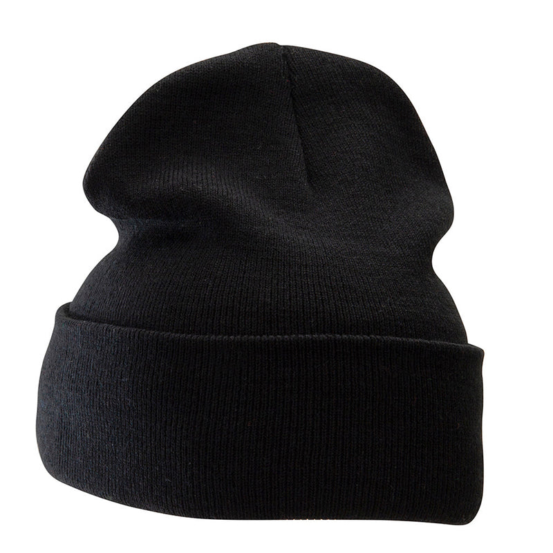12 Inch Solid Knit Cuff Long Beanie Made in USA