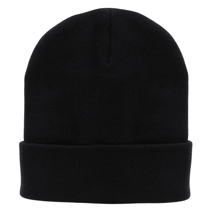 12 Inch Solid Knit Cuff Long Beanie Made in USA