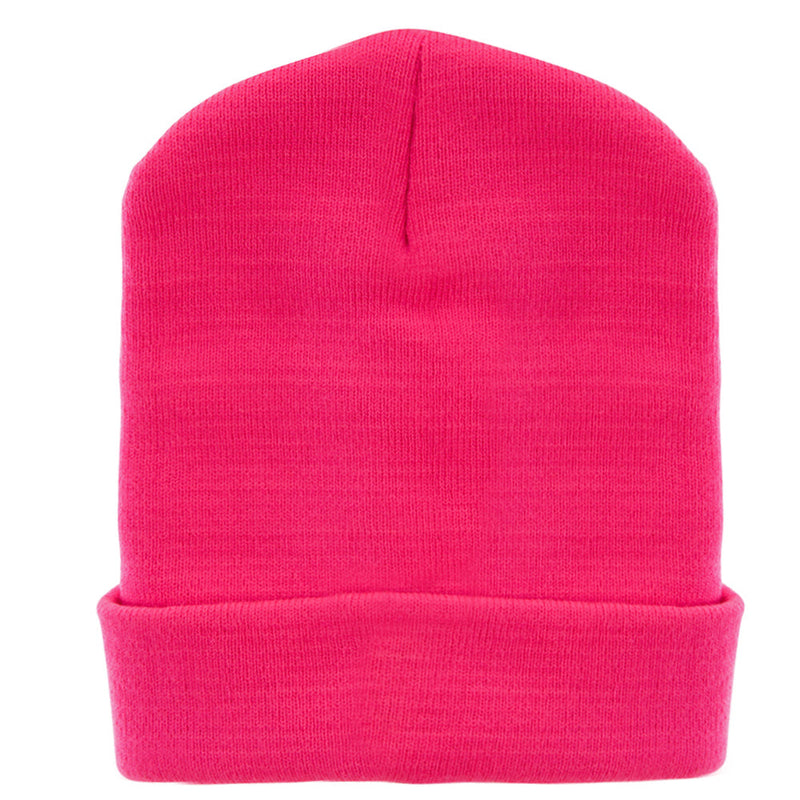 12 Inch Solid Knit Cuff Long Beanie Made in USA