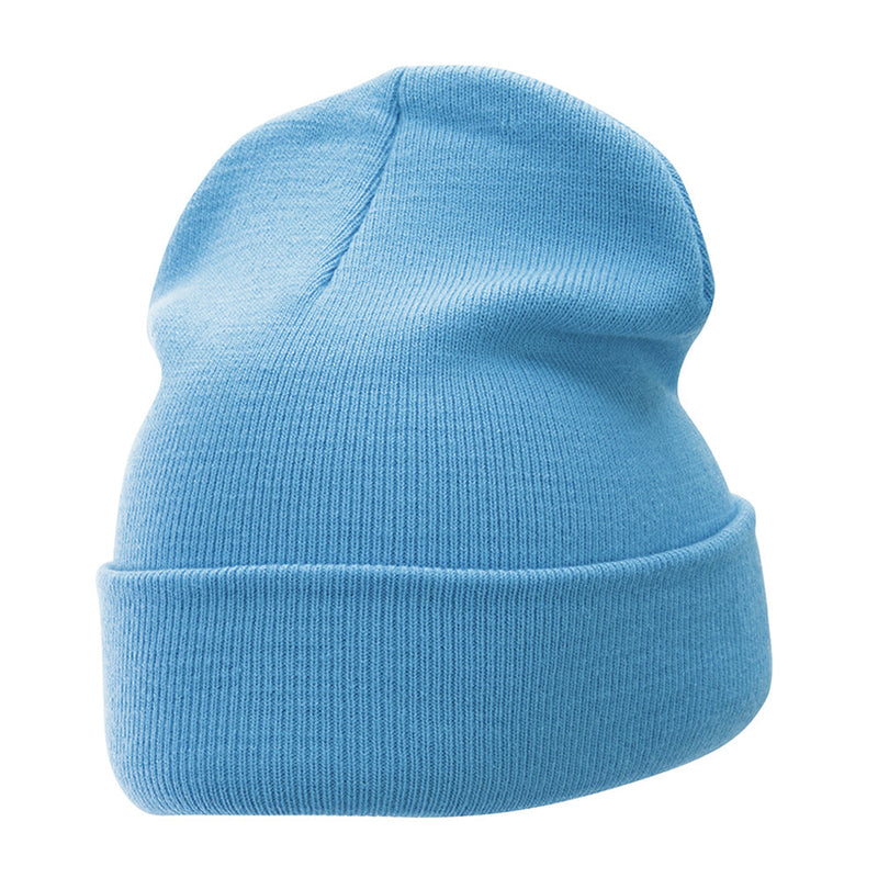 12 Inch Solid Knit Cuff Long Beanie Made in USA