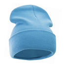 12 Inch Solid Knit Cuff Long Beanie Made in USA