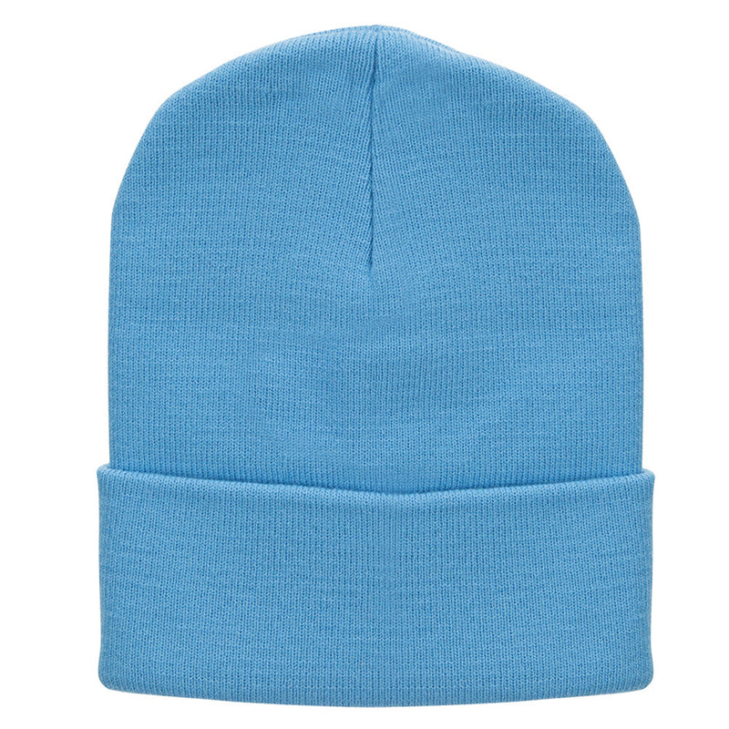 12 Inch Solid Knit Cuff Long Beanie Made in USA