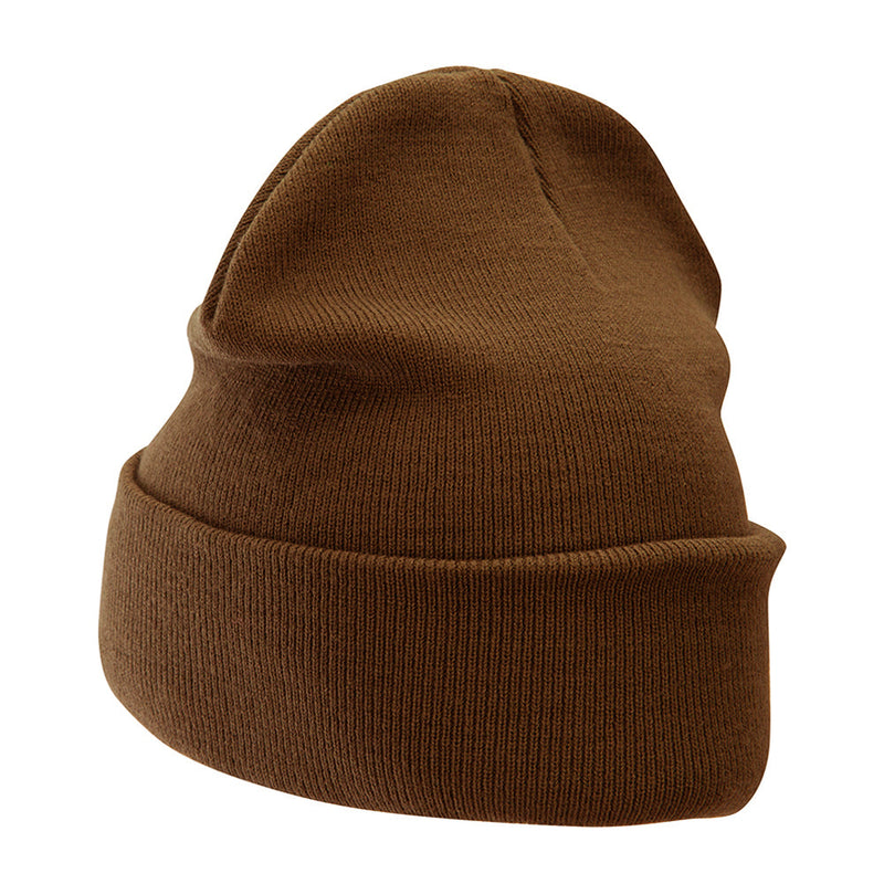 12 Inch Solid Knit Cuff Long Beanie Made in USA