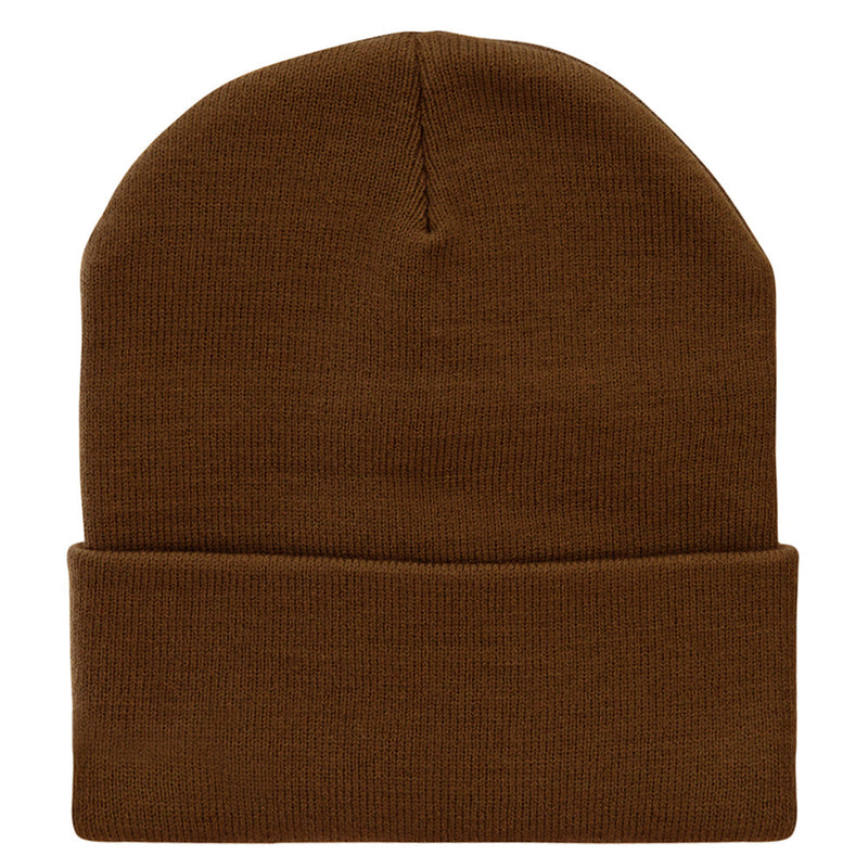 12 Inch Solid Knit Cuff Long Beanie Made in USA