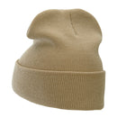 12 Inch Solid Knit Cuff Long Beanie Made in USA