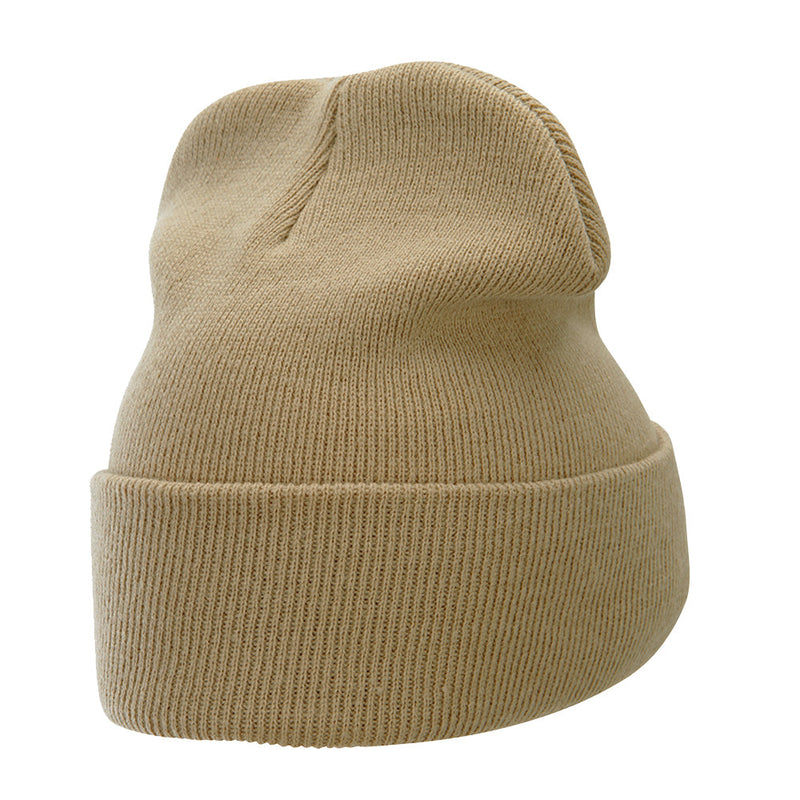 12 Inch Solid Knit Cuff Long Beanie Made in USA