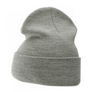 12 Inch Solid Knit Cuff Long Beanie Made in USA