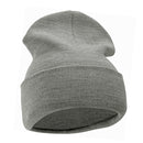 12 Inch Solid Knit Cuff Long Beanie Made in USA
