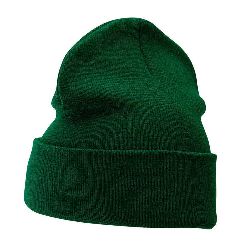 12 Inch Solid Knit Cuff Long Beanie Made in USA
