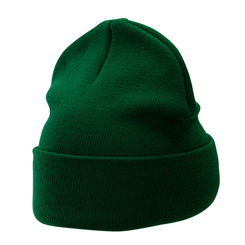 12 Inch Solid Knit Cuff Long Beanie Made in USA