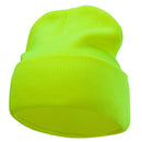 12 Inch Solid Knit Cuff Long Beanie Made in USA