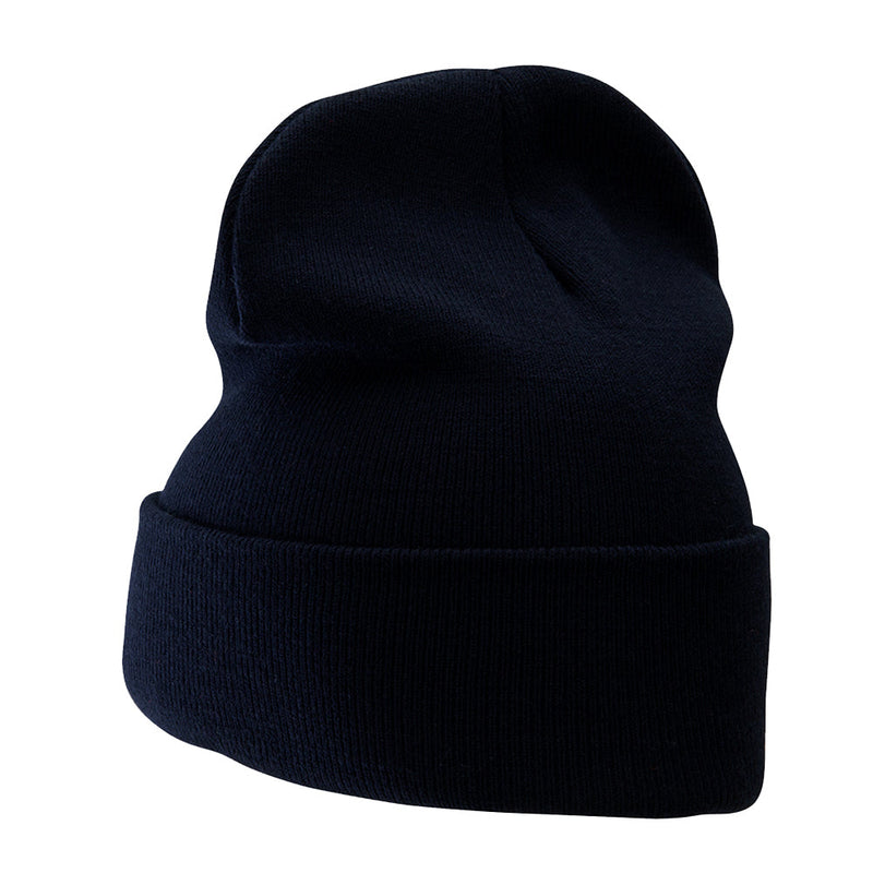 12 Inch Solid Knit Cuff Long Beanie Made in USA