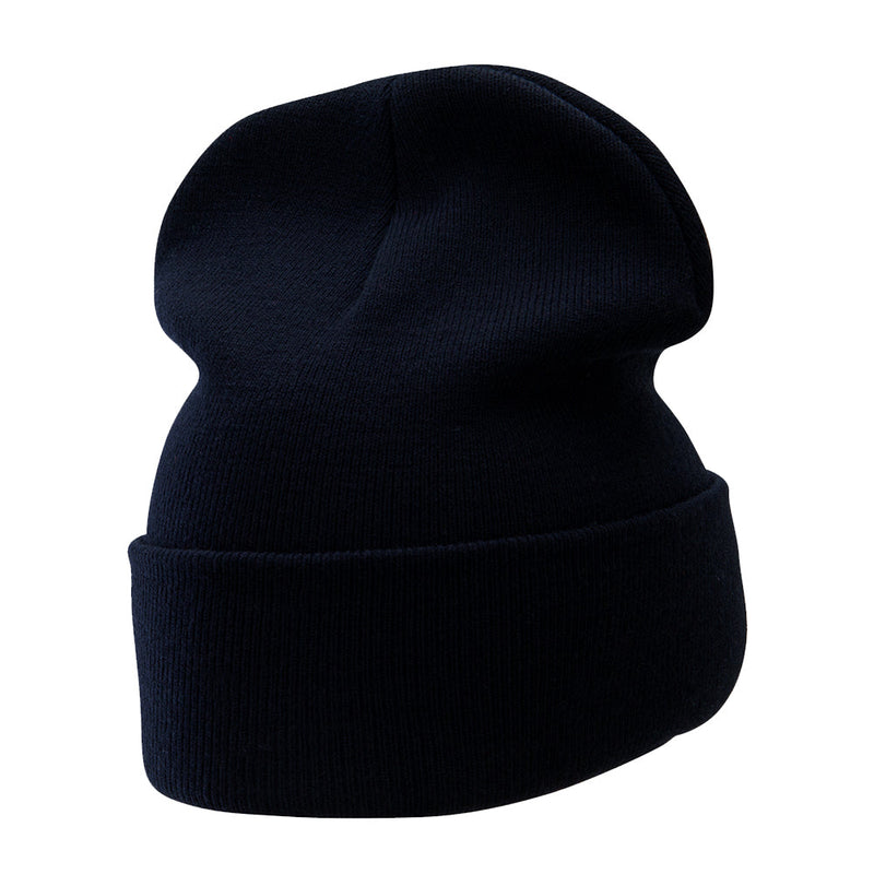 12 Inch Solid Knit Cuff Long Beanie Made in USA