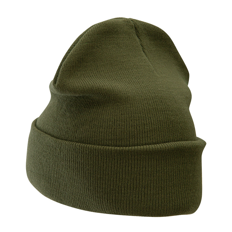12 Inch Solid Knit Cuff Long Beanie Made in USA