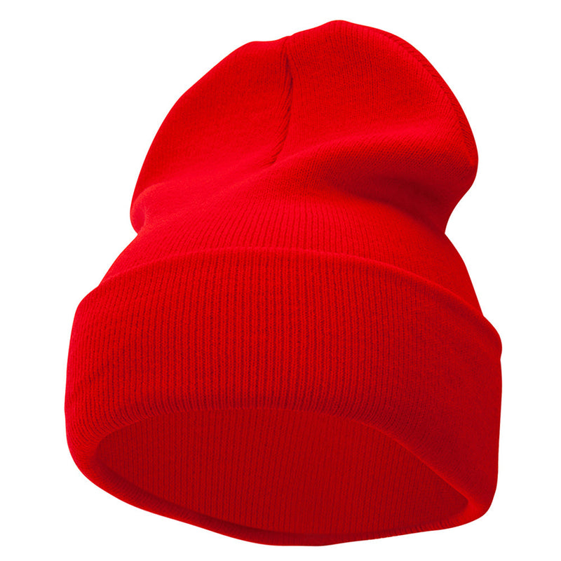 12 Inch Solid Knit Cuff Long Beanie Made in USA
