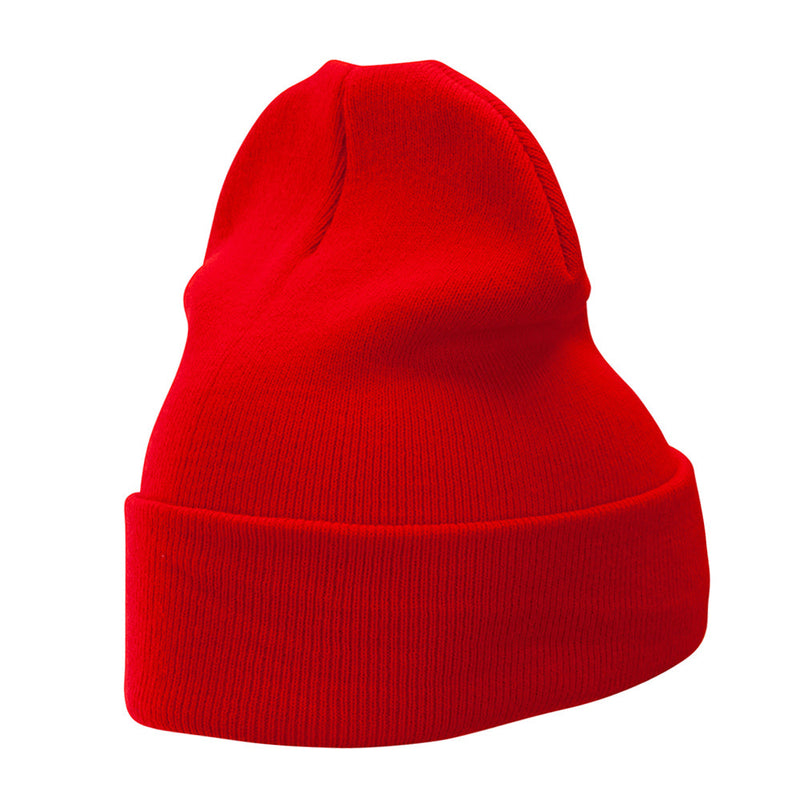 12 Inch Solid Knit Cuff Long Beanie Made in USA