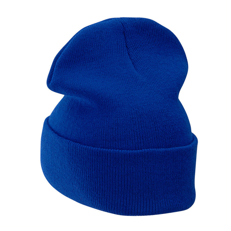 12 Inch Solid Knit Cuff Long Beanie Made in USA
