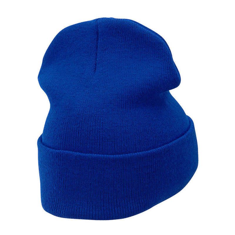 12 Inch Solid Knit Cuff Long Beanie Made in USA